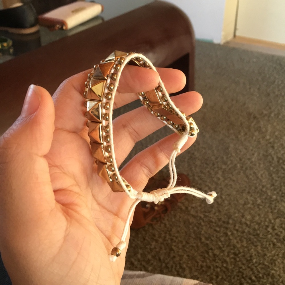 Gold White Thread Bracelet